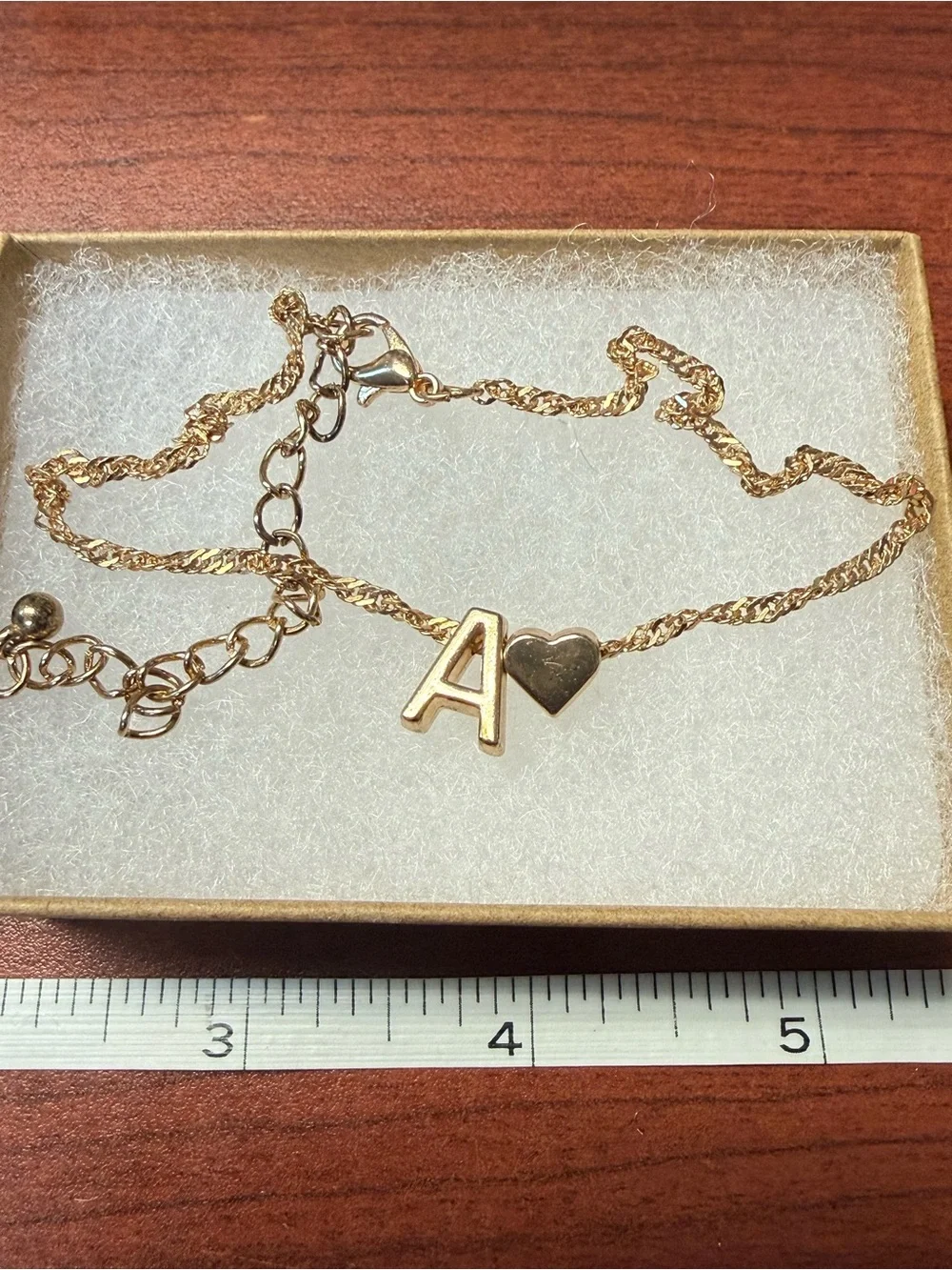 Gold Initial 'A' Heart Charm necklace